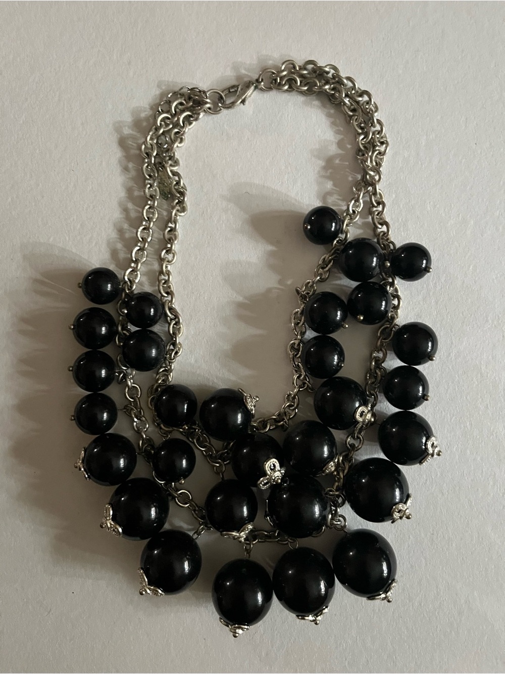 Talbots Black Multi-Strand Beaded Necklace